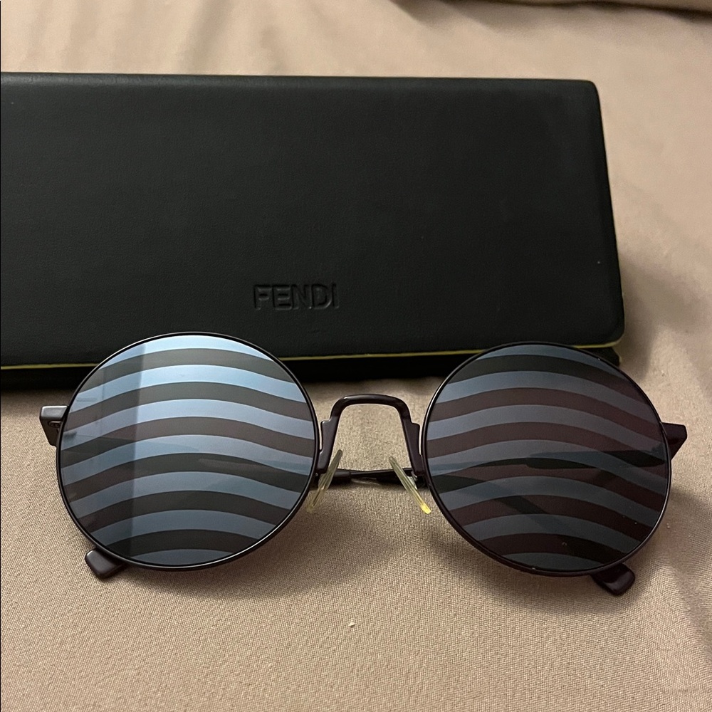 Fendi Round Sunglasses with Striped Lenses